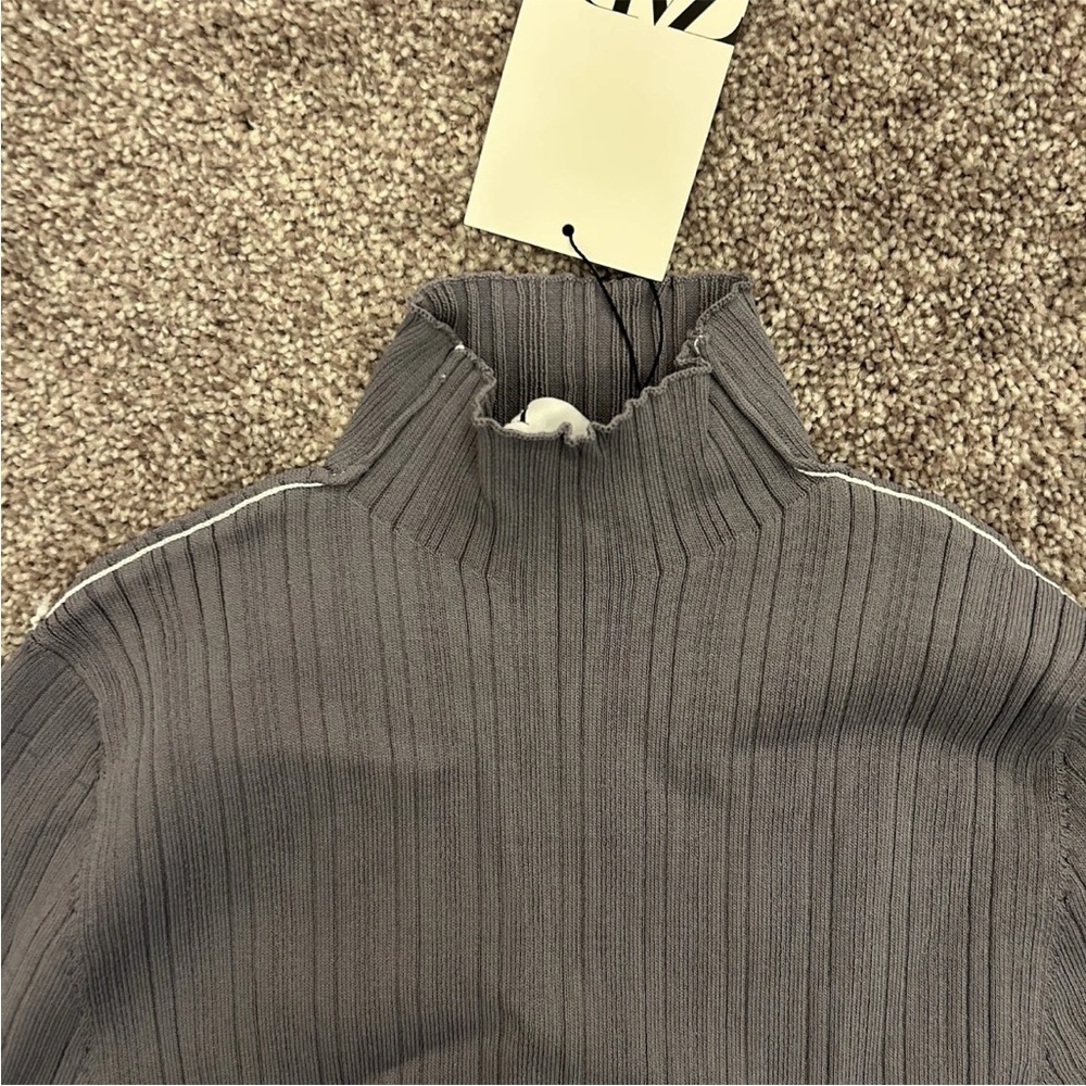 Zara Women's Long Sleeves Mini Dress Size M Gray Fitted Knit Stretch NWT $49.90 - Picture 6 of 16